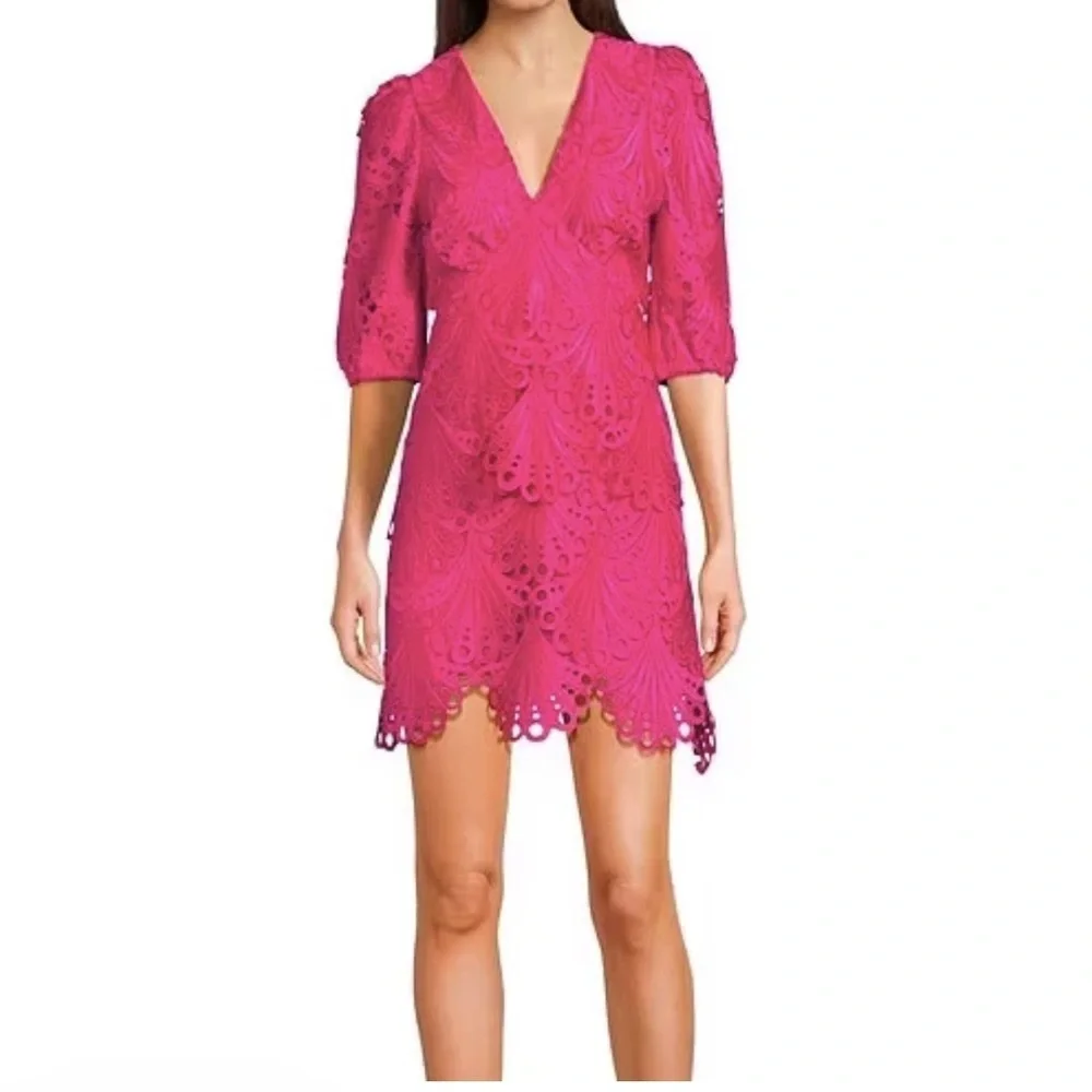 New with tags Elegant Fuchsia Lace Mini Dress by Adalyn Rea - Picture 3 of 9